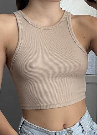 Короткий кроп топ в рубчик, фирменный натуральный топ zara на s-м