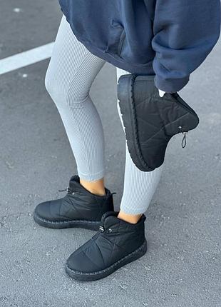 Дутики черевики водонепроникні зимові з хутром жіночі чорні