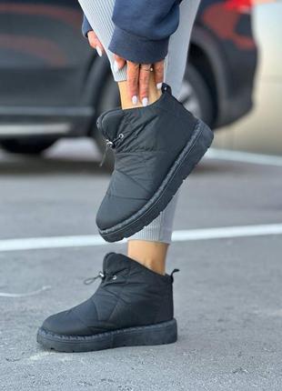 Дутики черевики водонепроникні зимові з хутром жіночі чорні