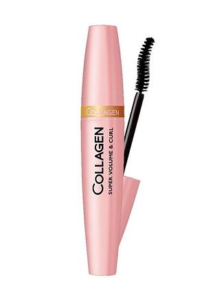 Чорна туш dermacol collagen super volume & curl 12 мл