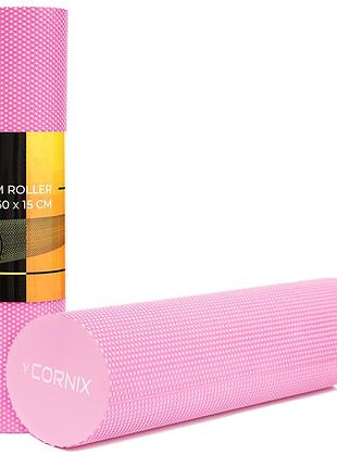 Массажный ролик cornix eva+ 60 x 15 см (валик, роллер) xr-0308 pink