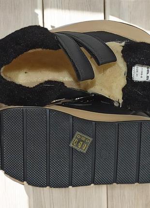 Зимові черевики хайтопи утеплені на овчині для хлопчика підлітка чорні 11368 32,33,34,35,36,37