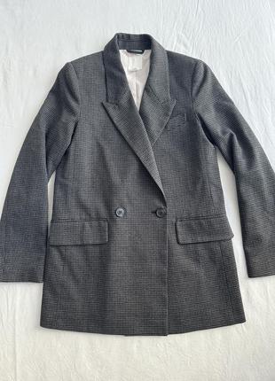 Пиджак жакет двубортный серый
