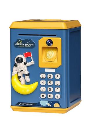 Сейф копилка электронная детская музыкальная с купюроприемником кодовым замком и отпечатком пальца едино ve-33