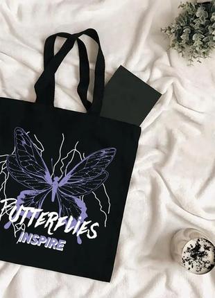 Сумка-шоппер з принтом метелик 4