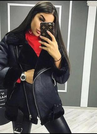 Дубленка косуха женская зимняя авиатор . размеры xl,2xl,3xl.