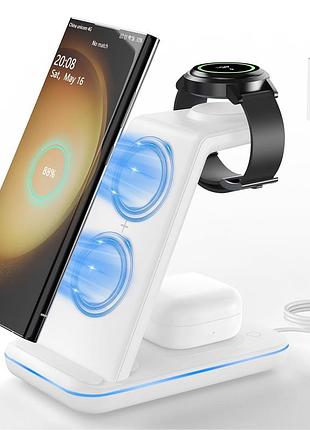 Бездротовий зарядний пристрій для android та apple | зарядна станція joygeek 3 в 1