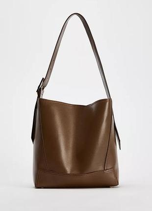 Сумка-мешок с металлическими деталями zara новая коллекция, сумка zara
