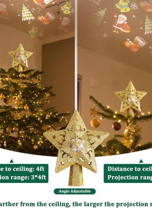 Сток рождественская елка верхушка со снежинками, светящаяся, с волшебным вращающимся...