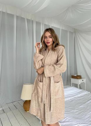 Махровий жіночий халат для відпочинку та бані / хатній жіночий одяг / жіночий халат на запах