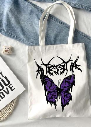 Сумка-шоппер з принтом метелик 5