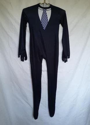 Карнавальный костюм zentai черный морфсьют зентай смокинг вторая кожа morphsuits комбинезон 130 см