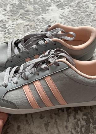 Кеды кроссовки adidas neo серые с персиковым