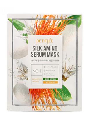 Маска для обличчя з протеїнами шовку petitfee silk amino serum mask 25g - 1шт