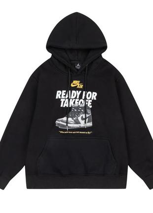 Теплый худи nike air sneakers на флисе цвет черный, размер xl