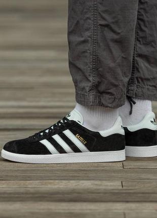 Мужские кроссовки adidas gazelle black white на осень premium качества, стильные и удобные кроссовки на каждый день