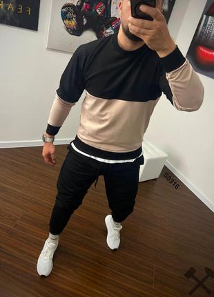 Свитшот кофта + спортивные черные штаны, спортивный костюм премиум качества
