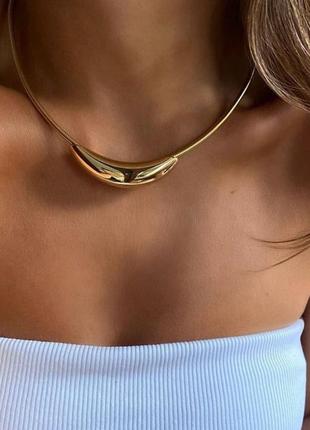 Стильне кольє мінімалізм золотистий ланцюжок на шию2 фото