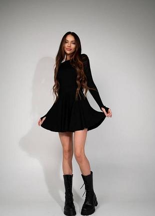 Костюм ангора в рубчик лонгслив кофта и юбка мини