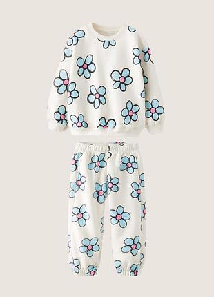 Костюм zara свитшот и джоггеры в цветочный принт комплект набор зара размер 3-4