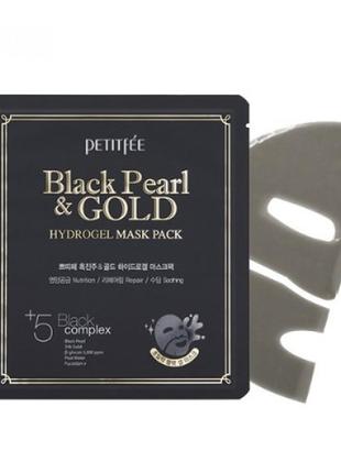 Гідрогелева маска з золотом і чорними перлами petitfee black pearl & gold hydrogel mask pack - 1шт