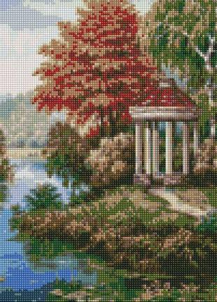 Алмазна мозаїка на підрамнику беседка у реки ©сергей лобач ідейка 40х50 см amo7339