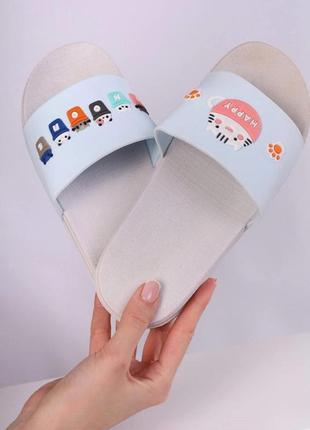 Женские шлепанцы flip flops голубого  цвета