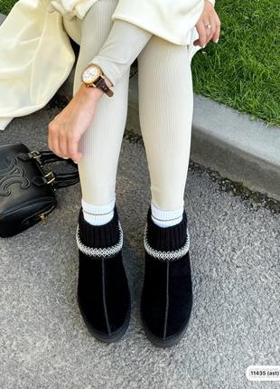 🔥угги укороченные черный замш эффектом носка.