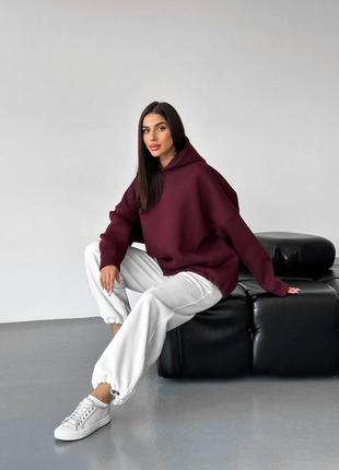 Худі unisex на флісі оверсайз з подвійним капюшоном каптуром