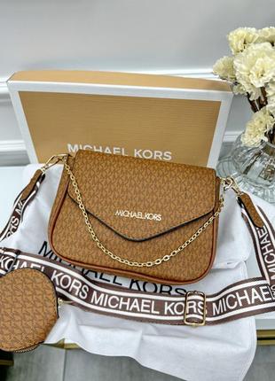 Сумка michael kors терракотового цвета стильная сумка модель кросс-боди  майкл корс