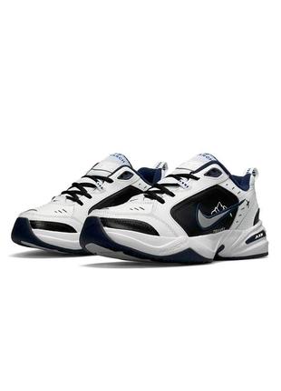 💎мужские кроссовки nike air monarch travel white navy white / демисезонные / весенние, летние, осенние / текстиль, кожа, замша /