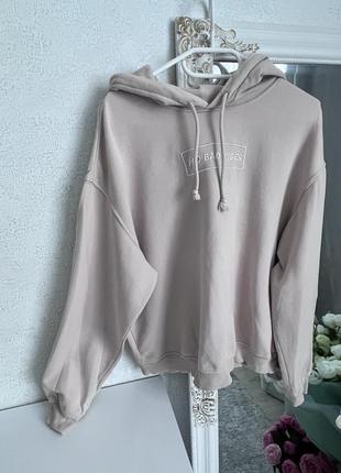 Худі оверсайз з капюшоном h&m, divided, бежевий худі толстовка