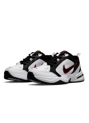 💎мужские кроссовки nike air monarch white white red / демисезонные / весенние, летние, осенние / текстиль,кожа, замша /