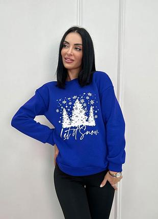 Женский свитшот с зимним принтом "snow" | норма и батал