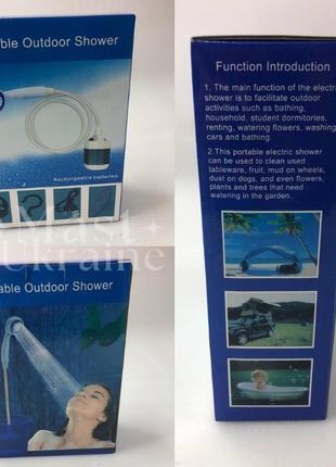 Туристический душ на аккумуляторе usb душ кемпинговый с помпой li-ion (2200 мач), пластиковый шланг tr-2889 фото