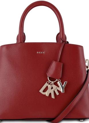 Красная кожаная сумка dkny