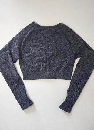 Спортивный лонгслив, кроп-топ с вырезами для пальцев