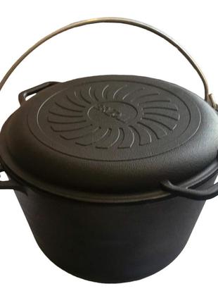 Казан чавунний з кришкою-сковородою brizoll kt-08-2 8 л