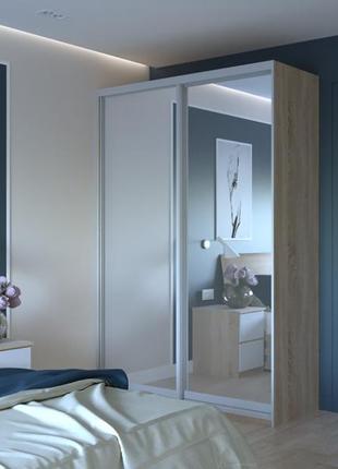 Шафа-купе двохдверна doros сіті лайт 150х60х225 см дуб сонома/2 дзеркала (drs-011088)
