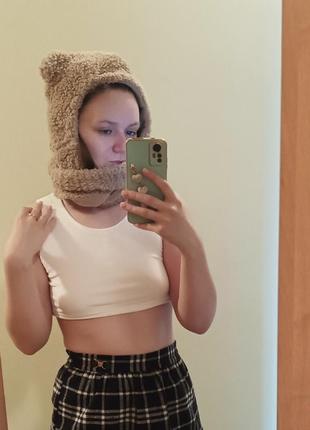 Шапка з шарфом teddy 🧸 з вушками