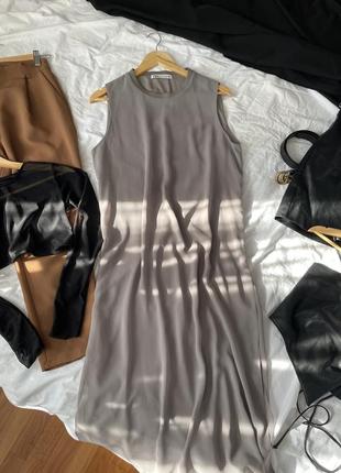 Платье серое zara миди