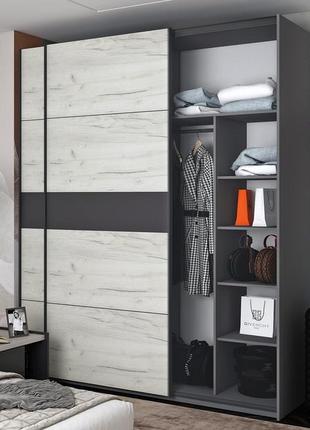 Шкаф-купе двухдверный doros g-caiser 200х60х240 см графит/дуб крафт белый/графит (drs-011040)