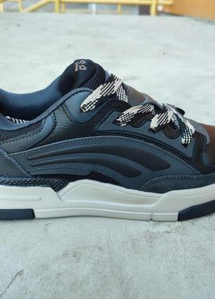 Чоловічі демісезонні шкіряні кросівки baas ploa grey black