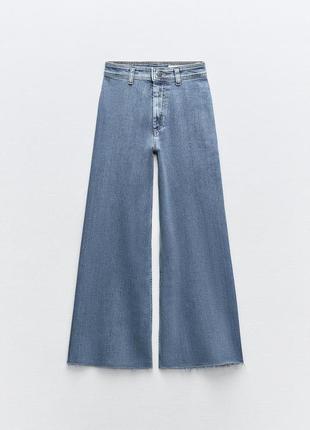 Синие джинсы marine прямые широкие с высокой посадкой zara джинсы зара 8307/048