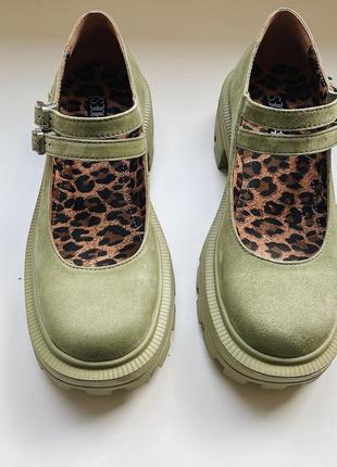 Фисташковые туфли лоферы teshoes