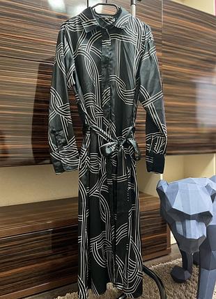 Атласна сукня рубашка h&m