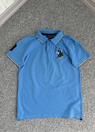 Мужское голубое поло u.s.polo assn. ralph lauren
