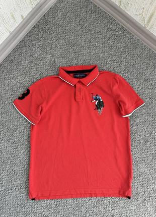 Мужское красное поло u.s.polo assn. ralph lauren