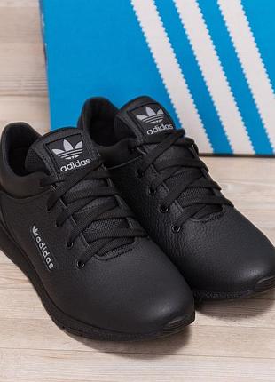 Мужские черные кроссовки из натуральной кожи премиум качества