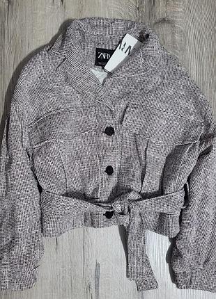 Твідова куртка zara/куртка з поясом на ґудзиках/бомбер овер твід